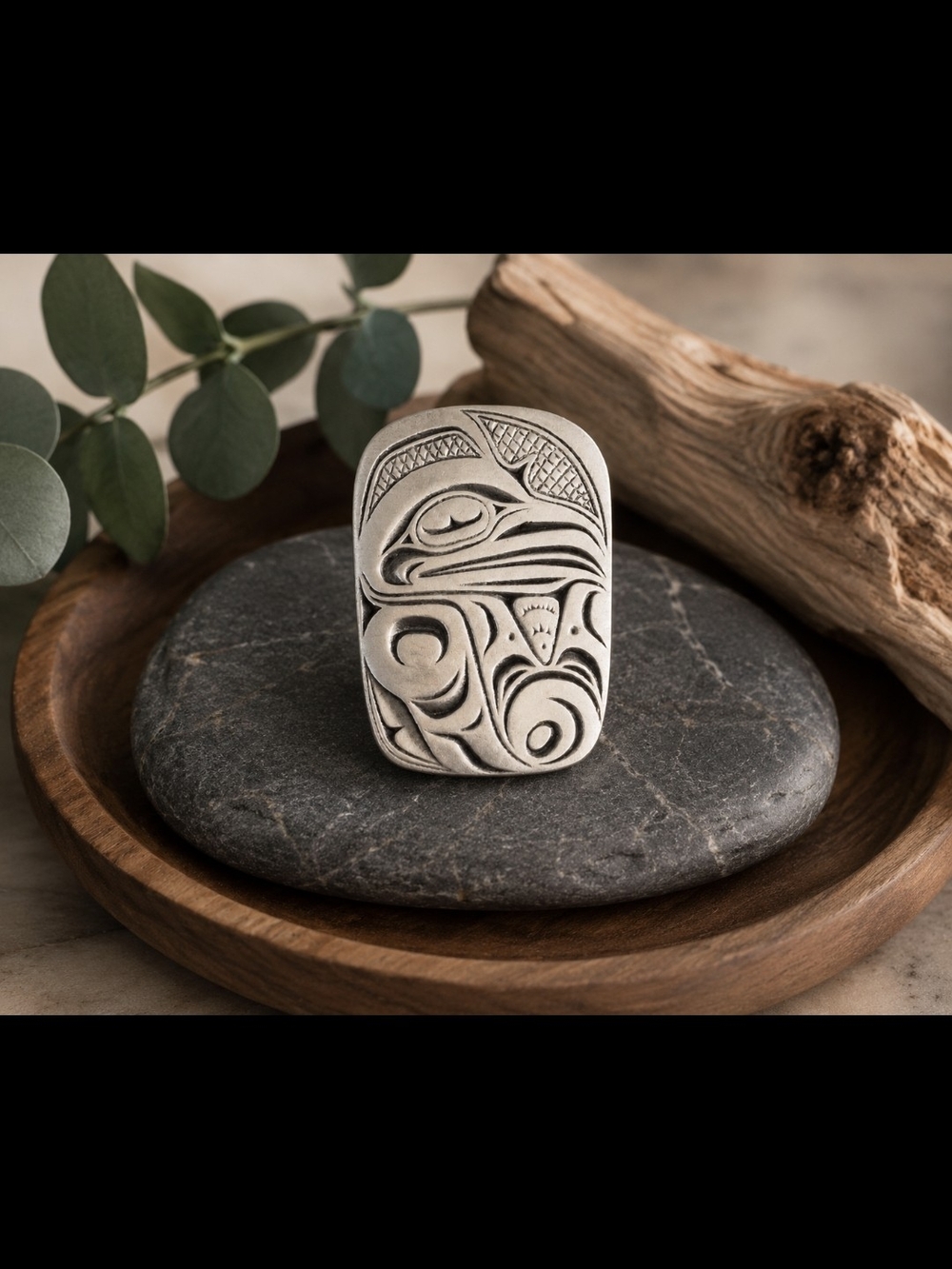 Frederik Pewter Canada  Carved Native Statement Brooch